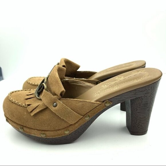 Truflex heels 6 Kona suede chunky mules 90s Y2k - Picture 5 of 12